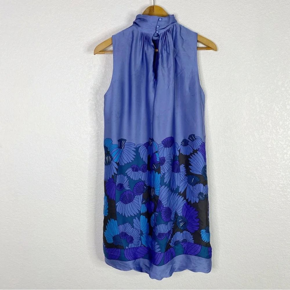 Zara Basics Blue Satin Floral Mini Dress
